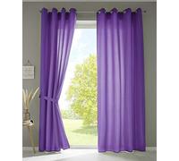 Gardinenbox Berlin 20405N2 Lot de 2 Rideaux à œillets en microsatin Opaques et translucides Violet 245 x 140 cm (H x l)