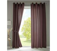 Gardinenbox Berlin 20405N2 Lot de 2 Rideaux à œillets en microsatin Opaques Marron Mat 245 x 140 cm