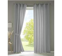 Gardinenbox Berlin 20405N2 Lot de 2 Rideaux à œillets Gris Opaque en Microfibre translucide Uni Mat 245 x 140 cm