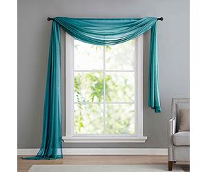 Gardinenbox Cantonnière décorative à Mains Libres, en Voile Transparent, Le complément idéal à nos Rideaux, 140 x 600 cm, Turquoise, 560