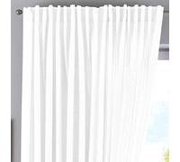 Gardinenbox Cationic « JENA » Rideau Opaque Aspect Lin chiné avec embrasses, Polyester, Blanc, HxB 250x300 cm