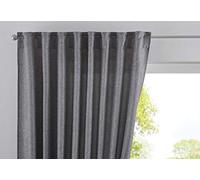 Gardinenbox Cationic « JENA » Rideau Opaque Aspect Lin chiné avec embrasses, Polyester, Gris, H145 x B140 cm (1er Pack)