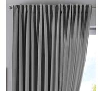 Gardinenbox Cationic « JENA » Rideau Opaque Aspect Lin chiné avec embrasses, Polyester, Gris, HxB 250x300 cm