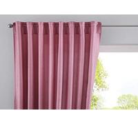 Gardinenbox Cationic « JENA » Rideau Opaque Aspect Lin chiné avec embrasses, Polyester, Vieux Rose, HxB 225x140 cm