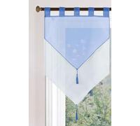 Gardinenbox Gera 2023710 Rideau Brise-bise Double Couche avec Passants en Voile Double Couche Bleu 90 x 60 cm
