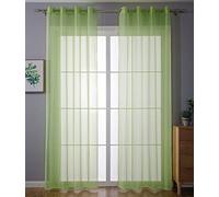 Gardinenbox Lot de 2 Rideaux à œillets - Transparent - pour Salon - avec Fermeture en Plomb - 175 x 140 cm - Vert Pomme