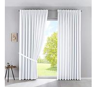Gardinenbox Lot de 2 Rideaux Opaques « Palermo » H x l : 250 x 300 cm, Blancs, Extra Larges, translucides, avec embrasses cachées, 100002651-2
