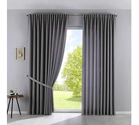 Gardinenbox Lot de 2 Rideaux Opaques « Palermo » H x l : 250 x 300 cm, Gris, Extra Larges, translucides, avec embrasses cachées, 100002651-2