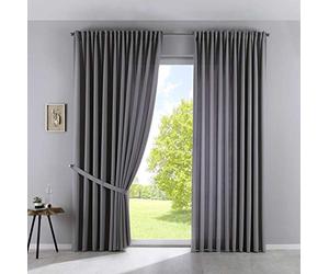 Gardinenbox Lot de 2 Rideaux Opaques « Palermo » H x l : 250 x 300 cm, Gris, Extra Larges, translucides, avec embrasses cachées, 100002651-2