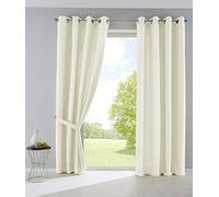 Gardinenbox Lot de 2 Rideaux Palermo Opaques avec œillets et embrasses, Couleur crème - 225 x 140 cm - 10000265-2