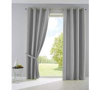 Gardinenbox Lot de 2 Rideaux Palermo Opaques avec œillets et embrasses, Couleur Gris - 145 x 140 cm - 10000265-2