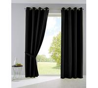 Gardinenbox Lot de 2 Rideaux Palermo Opaques avec œillets et embrasses, Couleur Noir - 245 x 140 cm - 10000265-2