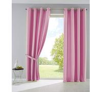 Gardinenbox Lot de 2 Rideaux Palermo Opaques avec œillets et embrasses, Couleur Rose - 175 x 140 cm - 10000265-2