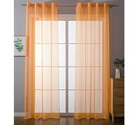 Gardinenbox Lot de 2 Rideaux Transparents à œillets - 100% Polyester - Orange - 245 x 140 cm