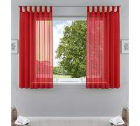 Gardinenbox Lot de 2 Rideaux Transparents à Passants pour Salon - 100% Polyester - Rouge - 175 x 140 cm
