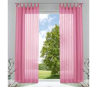 Gardinenbox Lot de 2 Rideaux Transparents pour Salon - 100% Polyester - Rose - 245 x 140 cm