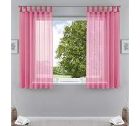 Gardinenbox Lot de 2 Rideaux Transparents - pour Salon - avec Bande de Plomb - 175 x 140 cm - Rose - 61000CN