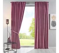 Gardinenbox Milano 20357 Lot de 2 Rideaux occultants en Velours Opaques à Passants avec Cordon à Repasser Noir/Rose Vieilli Hauteur x l 280 x 135 cm