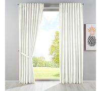 Gardinenbox Milano 20357 Lot de 2 Rideaux occultants en Velours Opaques à Passants Passage Tunnel Blackout - Bande à Repasser - Peut être raccourcie - Crème - 280 x 135 cm