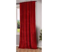 Gardinenbox Milano 20357 Rideau occultant en Velours avec Passants et Cordon de Serrage Rouge 235 x 135 cm