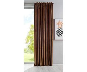 Gardinenbox Milano 20357 Rideau occultant en Velours Opaque avec Passants et Cordon de Serrage, Peut être raccourcie, Marron, 1 pièce, H x l 280 x 135 cm