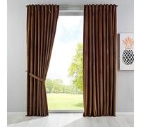 Gardinenbox Milano Boîte à Rideaux en Velours Opaque avec Passants et Cordon de Serrage et Ruban à Repasser Noir, Polyester, Taupe, 2 Stück HxB 235x135 cm