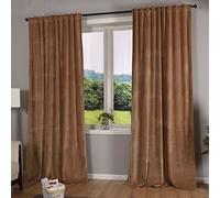 Gardinenbox Milano Boîte à Rideaux en Velours Opaque avec Passants et Cordon de Serrage et Ruban à Repasser Noir, Polyester, Sable, 2 Stück HxB 235x135 cm