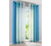 Gardinenbox Modena 10000183 Lot de 2 Rideaux verticaux avec dégradé de Couleurs Transparent avec œillets et embrasses Bleu H x l 245 x 140 cm