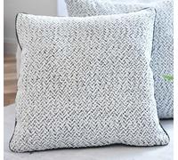 Gardinenbox Montana 2023330K Coussin décoratif en Chenille Aspect bouclé avec élégant Passepoil Noir à Fermeture éclair et Rembourrage Doux Blanc/Noir 40 x 40 cm