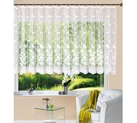 Gardinenbox Rideau Court Jacquard coblence H x l : 145 x 300 cm - Ruban fronceur Universel - Blanc - Motif Floral - Voile Transparent - pour Salon