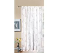 Gardinenbox Rideau Jacquard Fabio 13143-225 x 300 cm - Ruban fronceur Universel - Blanc - Motif Cercles - Transparent - pour Salon