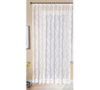 Gardinenbox Rideau Jacquard Mainz 13144-245 x 450 cm - Ruban fronceur Universel - Blanc - Motif Floral - Transparent - pour Salon