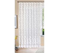 Gardinenbox Rideau Long Jacquard coblence H x l : 245 x 300 cm - Ruban fronceur Universel - Blanc - Motif Floral - Voile Transparent - pour Salon