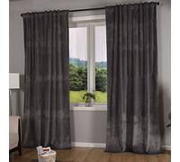 Gardinenbox Ruban thermocollant occultant Milano en Velours avec Cordon de Serrage, Peut être Raccourci, Polyester, Gris, 2 Stück HxB 280x135 cm