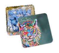 Gardiners of Scotland | Décorations Tigre en métal pour boîte à fudge | Bonbons anglais au fudge et caramel salé - 200 g | Boîte à fudge Motifs animaux Savannah