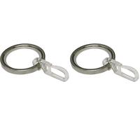 GARDINIA Anneau pour Tringle à Rideau de 20 mm de Diamètre, Insert Coulissant et Crochet Pliant Inclus, 6 Pièces, Série Chicago, Largeur 4 mm, Métal, Finition en Acier Inoxydable (Lot de 2)