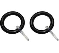 GARDINIA Anneaux de Rideau pour tringles à Rideaux de Ø jusqu'à 28 mm, avec Crochets de Rideau, Anneaux de Rideau, Largeur 9 mm, Plastique, Noir, 10 pièces (Lot de 2)