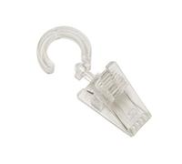 Gardinia Crochet à Clip pour Anneaux Ø 28 mm, 6 Pièces, Plastique, Transparent