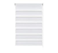 GARDINIA Double Store à Clipser ou Coller, Duo de Stores Enrouleur sans perçage, Store à tirage latéral, Bandes Transparentes et Opaques, Blanc, 90 x 150 cm