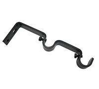 Gardinia Support double pour tringles à rideaux de Ø 16 mm, 7/7 cm, (à 14 cm du mur), matériel de montage inclus, Memphis Line, métal, noir mat, 2 unités