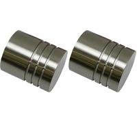 GARDINIA Embouts pour tringle à rideau, 2 embouts cylindre, Série Chicago, Métal, Effet inox, Diamètre: 20 mm (Lot de 2)