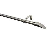 Gardinia Ensemble de corniches en Ellipse 1 Course Ø 16/19 mm, Acier Inoxydable 190-340 cm, Effet de métal, Rail