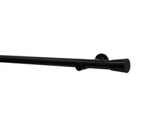 GARDINIA Ensemble de tringle à rideaux Korfu (204 cm, Ø 28 mm, noir) - Tringle à rideaux moderne en kit complet, 1 rail, supports et embouts pour fixation murale inclus