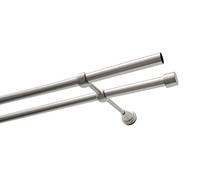 Gardinia Ensemble de tringles à Rideaux à cône 2 Barillet Ø 19 mm Aspect INOX 160 cm, Effet Acier Inoxydable