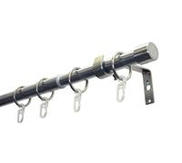 Gardinia Jeu de Tringles à Rideaux Cap 1 Rail Ø 19/16 cm 120-190 cm, Aspect Acier Inoxydable, Extensible des 2 Côtés