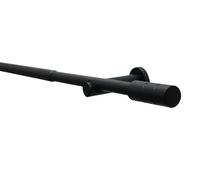 Gardinia Jeu de Tringles à Rideaux Cylindriques Kreta, Ensemble Complet Élégant avec Matériel de Montage, Longueur 120-210 cm, Métal, Noir Mat (Schwarz-Matt)