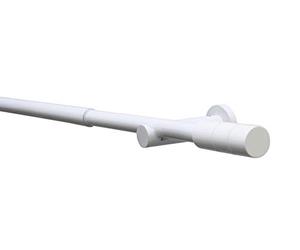GARDINIA Jeu de Tringles à Rideaux Cylindriques Kreta, Ensemble Complet Élégant avec Matériel de Montage, Longueur 120-210 cm, Métal, Blanc (Weiß) (Lot de 6)