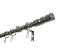 Gardinia Kit Cylindre pour Tringle, Kit Complet avec Matériel de Montage, Longueur : 160 cm, Ø 19 mm, Métal, Aspect Acier Inoxydable
