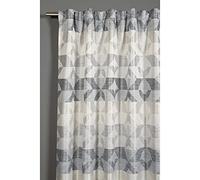 Gardinia Rideau à Passants Dissimulés Et Galon Fronceur, Jacquard Losanges, Translucide et Opaque, Gris, 140 x 175 cm 23-4357