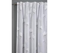GARDINIA Rideau à Passants Dissimulés Et Galon Fronceur, Voile à Imprimé Floral, Translucide et Transparent, Gris Argenté, 140 x 245 cm